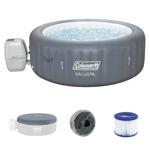 Coleman SaluSpa 4 to 6 Person Inflatable Hot Tub, Round Energy-Efficient Portable Outdoor Spa with 140 AirJets, 77" x 28"