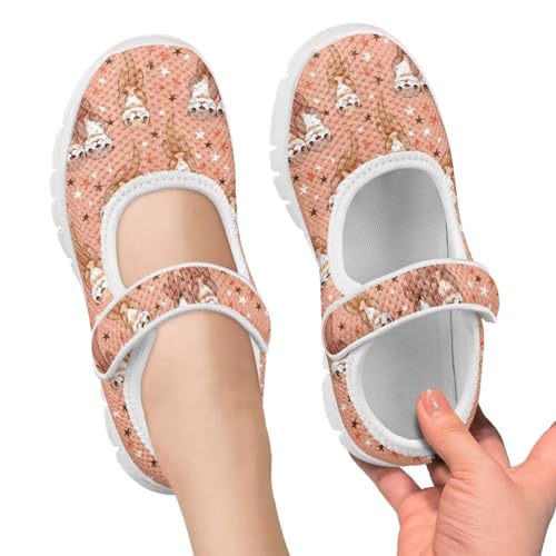 Cute Animals Print Girls Mary Jane Shoes Mesh School Sneaker Toddler Breathable Dress Shoes for Hiking Camping Travel3
