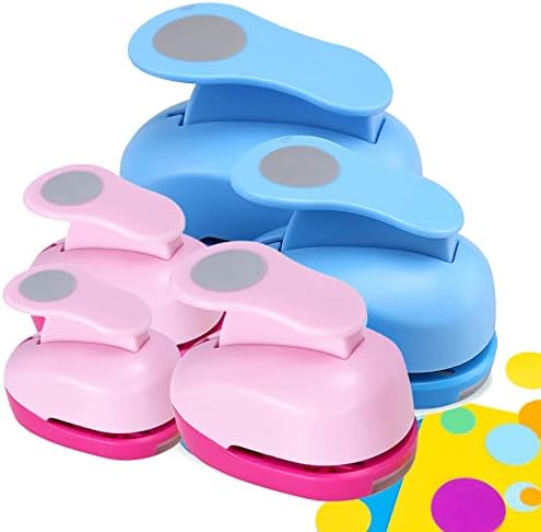 Circle Punch Paper Hole Puncher Set - Lorcornm 5PCS Round Punch for Paper Craft, Hole Punches for Cardstock,Gift Wrapping,Greeting Cards and Scrapbook(10PCS Papers Included) 2In/1.5In/1In/0.6In/0.3In
