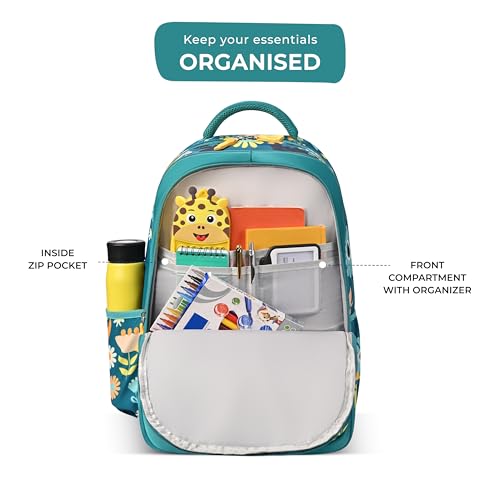 Image of Gear Poppy 17 inch /20L Medium Water Resistant School Bag /Casual Backpack /Daypack /Laptop Bag for Boys /Girls (Green - Blue)