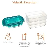Amazon Basics Gefrierbehälter im Set, mit Deckel, luftdicht, auslaufsicher, stapelbar, für Kühlschrank/Gefriertruhe, BPA-frei, Kunststoff, mikrowellen- und spülmaschinenfest, 3 x 1.2 l, farblos – Ansicht 4