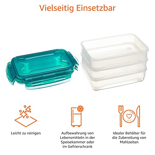 Amazon Basics Gefrierbehälter im Set, mit Deckel, luftdicht, auslaufsicher, stapelbar, für Kühlschrank/Gefriertruhe, BPA-frei, Kunststoff, mikrowellen- und spülmaschinenfest, 3 x 1.2 l, farblos – Bild 5