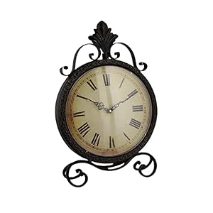 Deco 79 Metal Decorative Clock Scroll Mantel Clock Tabletop Clock 11 x 3 x 17 Brown