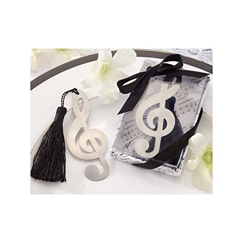 DISOK Lote de 30 Elegantes Puntos de Libro Nota Musical en Caja de Regalo + Lazo - Marcapáginas, Puntos Libros Detalles de Bodas