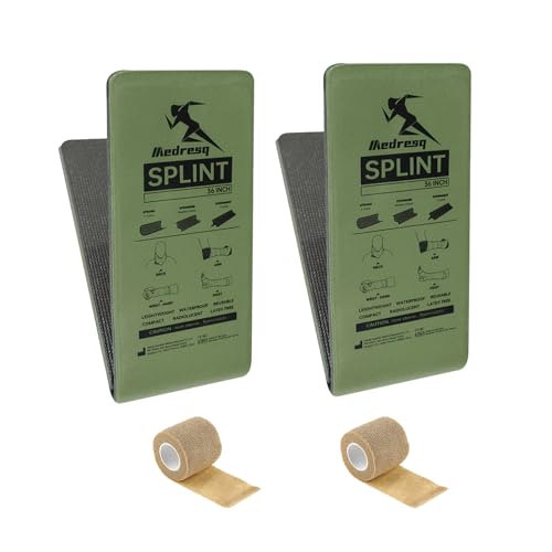 Image of 2pc First Aid Splint Kit - Lightweight & Reusable Arm and Leg Fracture Support for Trauma Emergencies, Essential First Aid Equipment for Home, Car & Outdoor Use(Army Green)