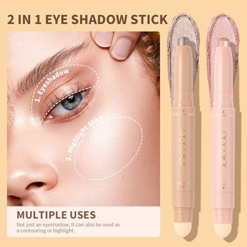 docolor 2Pcs Glitter Eye Shadow Stick, Quick 5-Minute Eye Makeup for Work — view 2