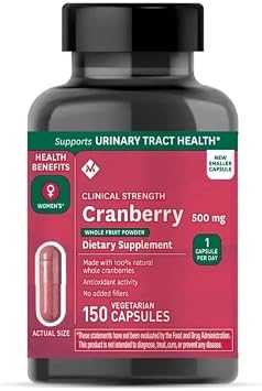 Pill Box Color May Vary Bundle with Clinical Strength Cranberry Supplement, 500mg, 150 Count compatile with Members Mark