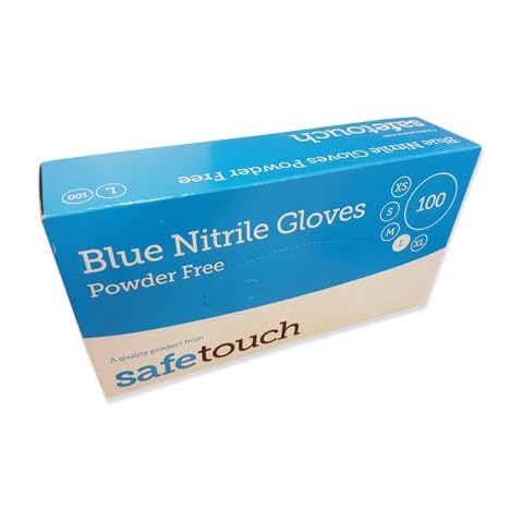 SafeTouch 50000093 Nitrile Gloves, Powder Free, Size XL, Blue (Pack of 100 Single Globes) Cover