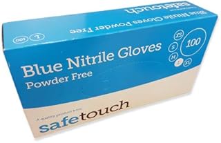 SafeTouch 50000090 Nitrile Powder Free Disposable Gloves, Blue, Small Size, Pack of 100