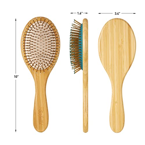 Sofmild Bamboo Wooden Paddle Hair Brush Comb Set, Hairbrushes For Women Men Kid Detangling Hair Massaging Scalp With Round Tip Bristles For All Hairstyles (White Wooden) #TOP5