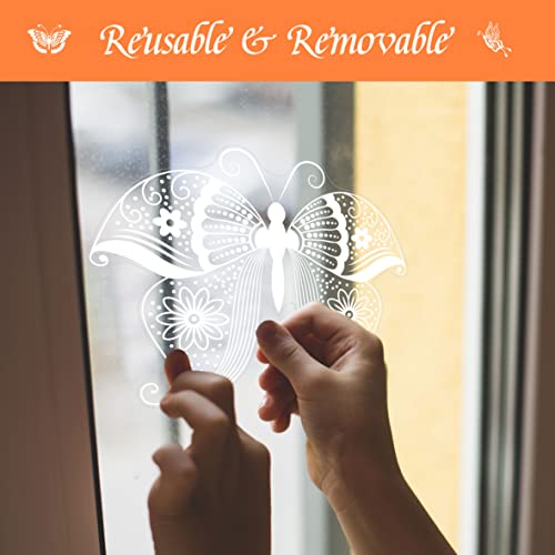 41 Pcs Large Butterfly Window Clings, Double Sided White Butterflies Stickers Reusable Window Decals Bird Alert Static Clings For Door, Window, Glass Decoration, Prevent Bird Strikes (9 Sheets) #TOP3