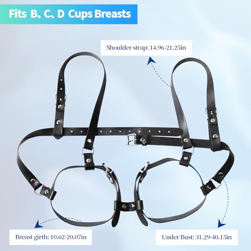 Fesseln sexspielzeug für paare|BDSM dessous sklavin|Sexy Dessous Damen|Sinnlicher Leder-BH für Damen|Geeignet für Cup-Größen von B bis D Black