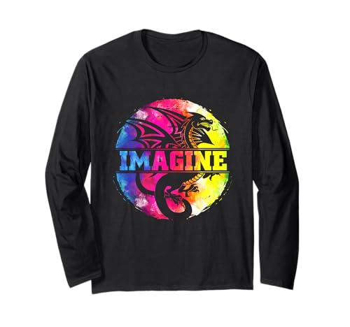 Imagine Fantasy Drago Retro Tribale Maglia a Manica