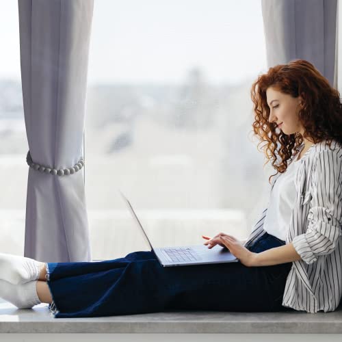 Yellow Lotus Window Treatment Holdbacks - Beaded Tiebacks For Curtains 2 Pack, Outdoor Curtain Tieback, Curtain Holder, Boho Farmhouse Garland Ties, Drapery Holdbacks Boho Chic Decor, Gray, 21 Inch #TOP3