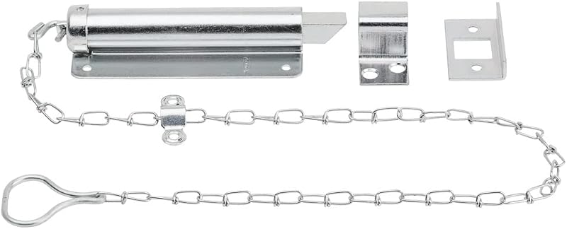 Perno de cadena National Hardware, 6 pulgadas, acero, chapado en zinc | Pestillo de seguridad de acero laminado en frío para puertas batientes; Montaje a mano derecha o izquierda, tornillos incluidos.
