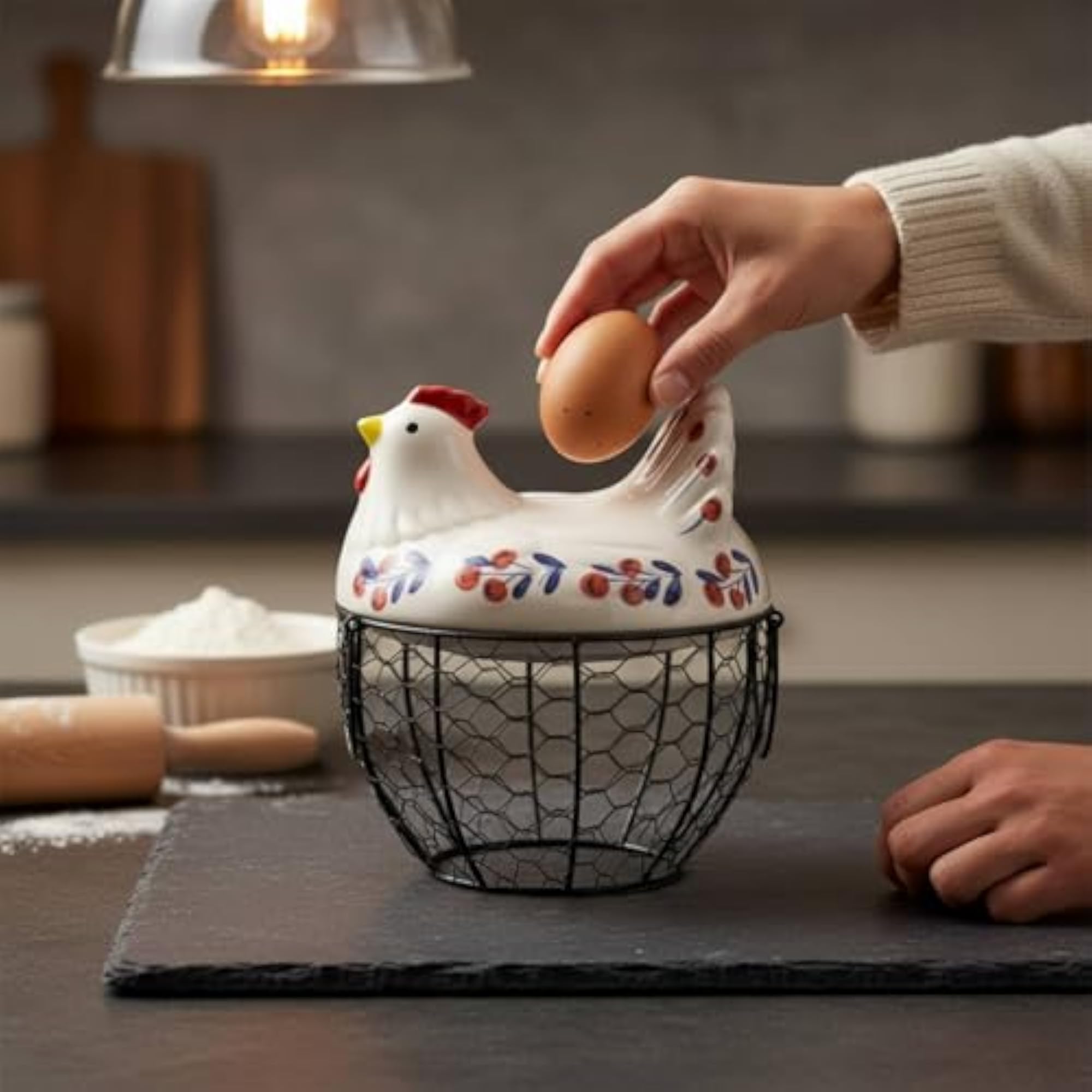 Multi-Purpose Ceramic Chicken Basket Holder