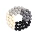 Glaciart One Felt Pom Poms, Wool Felt Balls (50 Pieces) 2 Centimeters - 0.8 Inch, Handmade Felted Monochrome Colors (Coconut, Stone, Smoke, and Black) - Bulk Small Puff for Felting and Garland