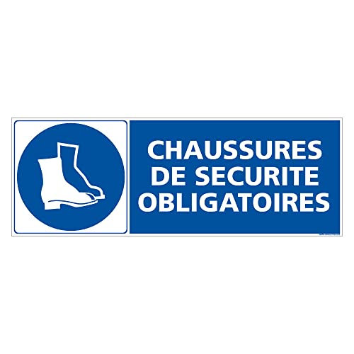 Signalétique.biz France Panneau Obligation Port des Chaussures de Securite 210 x 75 mm Adhesif
