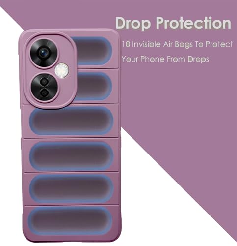 Image of A rtistque Liquid Silicone Stripes Back Cover Case for Oneplus Nord CE 3 Lite 5G | with Camera Protection | with Inner Fabric | Anti Slip Grip | AirBag Case - Purple