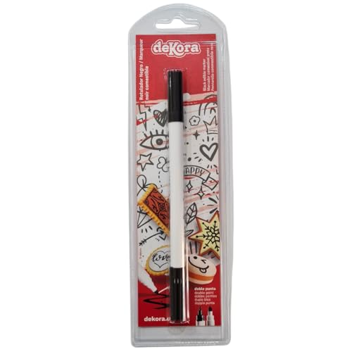Dekora, Stylo Alimentaire Double Pointe Noir, Marqueur Comestible pour Décoration de Gâteaux, Pâtisseries et Desserts, Crayon Alimentaire à Double Embout, Stylo Couleur Noir