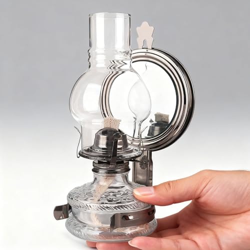 GXFCCYXT 2 Pieces Large Kerosene Lamp Lantern Wall Mounted Kerosene Lamps Vintage Glass Clear Kerosene Lamp Rustic Oil Lamp for Indoor Use Home Decor Lighting - Gray-Black