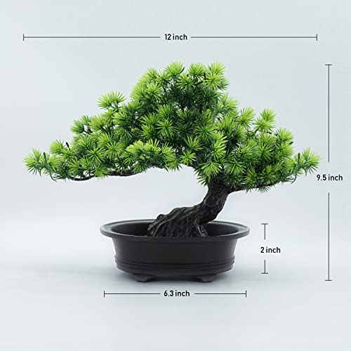 Yoerm Fake Plants Plastic Artificial Bonsai Tree, Zen Garden Japanese Decor Bonsai For Home Office Desk Bedroom Farmhouse Room Decor, Tall 9.5" #TOP5