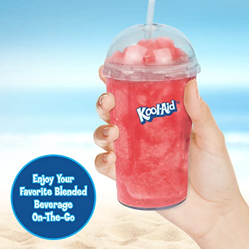 Nostalgia Kool-Aid Slush ‘N Go Personal Blender for Smoothies, Slushies, Shakes, and Fruit Blends, Includes Two 15 Oz Travel Bottles, Cup Lid, and Reusable Straw, Blue by Nostalgia - Image 3