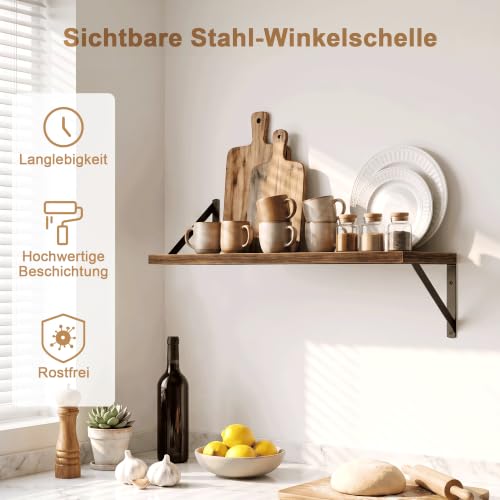 Fun Memories Schwebende Bücherregale, 3er Set Wandregal Holz 60 x 20 cm, dekoratives Wandregal für Wohnzimmer, Schlafzimmer… – Ansicht 7