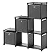 Produktbild SONGMICS Würfelregal, 6 Würfel Bücherregal, Treppenregal mit 3 Stoffboxen, DIY Aufbewahrung für Kleidung, mit robustem Metallrahmen, inklusive Gummihammer, 105 x 30 x 105 cm, schwarz LSN23BK