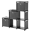 SONGMICS kubusrek, 6 kubusvormige boekenkast, trappenrek met 3 stoffen dozen, doe-het-zelf opslag voor kleding, met…