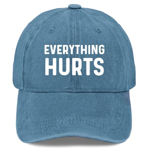 WHAUTVDR Everything Hurts Hat for Women Fashion Baseball Hat Funny Birthday Gifts for Grandma Cyan Blue