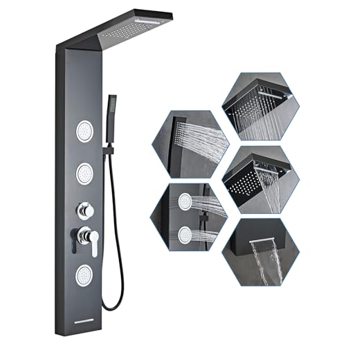 Brushed Black Shower Panel Tower