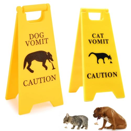 Señal de Vómitos de Gato,2 Señal de Advertencia de Vómito de Gato,Signo Vómitos para Mascotas,Dog Cat Vomit Sign,Divertido Letrero Advertencia,Para Dueños de Mascotas Señales de Animales