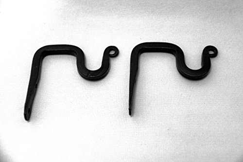 Wrought Iron Thick Forged Single Curtain Brackets (2 Pack) - Hand Made by Amish