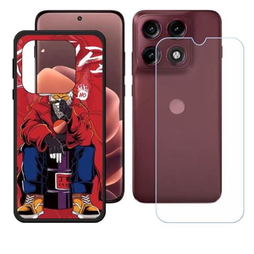 LCEHTOGYE �K�p ?Motorola Edge 70 Pro +�����K���X�X�N���[���v���e�N�^�[�p�P�[�X�A�K�p ?Motorola Edge 70 Pro (6,78")�ƌ݊����̂���u���b�N�\�t�gTPU�V���R���Q���P�[�X�ی�J�o�[ WZ14
