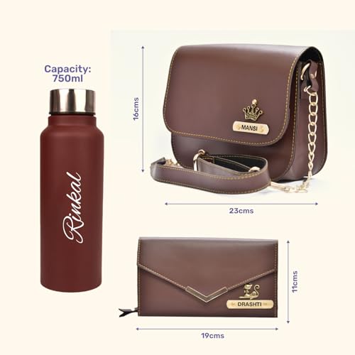 Image of YOUR GIFT STUDIO Customized Women Gift Set | Personalized Ladies Purse, Sling Bag Gift Set | Birthday Gift Set for Ladies | Anniversary Gift for Women