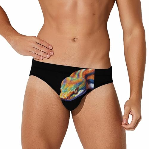 Colorful Snake Mens Swim Briefs Sexy Bikini Swimwear Bathing Suits Trunks