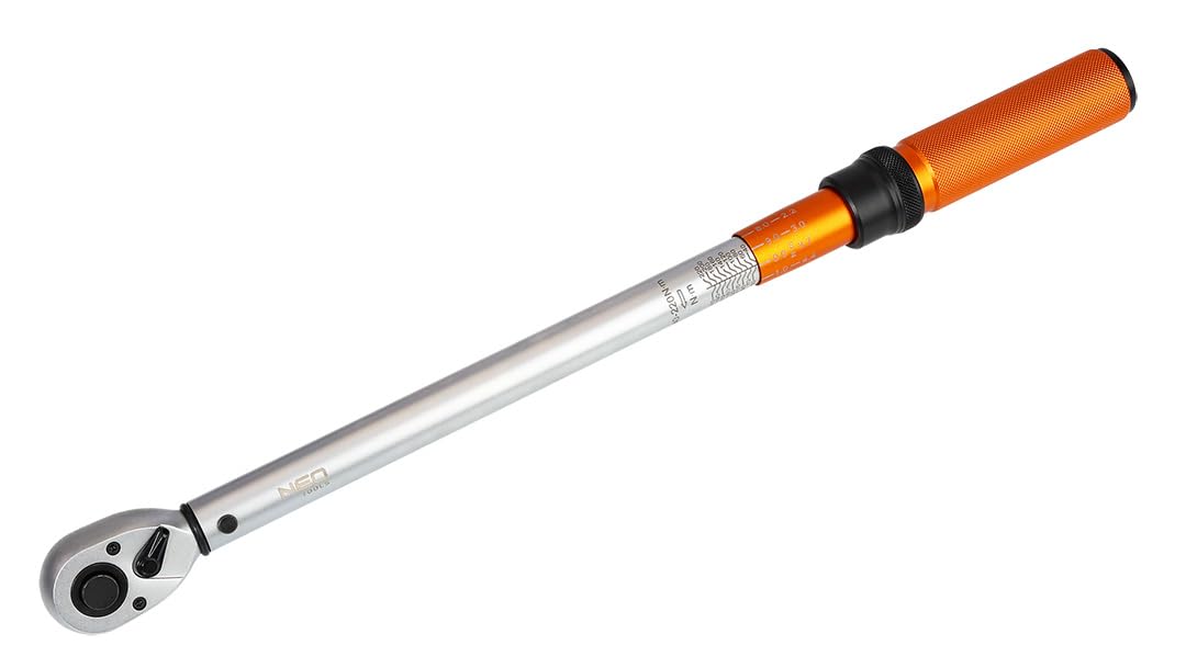 NEO TOOLS Llave dinamométrica reversible de 1/2 "40-220Nm | Doble clic, ajustable hasta 1 Nm, trinquete derecha a izquierda | Llave de acero para herramientas