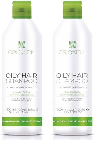 CRIOXIDIL - Champú Antigrasa - Oily Hair Shampoo - 300 ml - Equilibra la Grasa del Cuero Cabelludo - Purificante y Astringente - Champú Seborregulador sin Efecto Rebote (Paquete de 2)