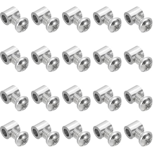 JEYORZY 20 pcs Alambre Cuerda Clips, Abrazaderas de Cable con Tapa de Tornillo, Acero Cable Abrazaderas, Simple Agujeros Cable Bloqueo Cuerda Conexiones Clip Tornillos, para Cable, Plata