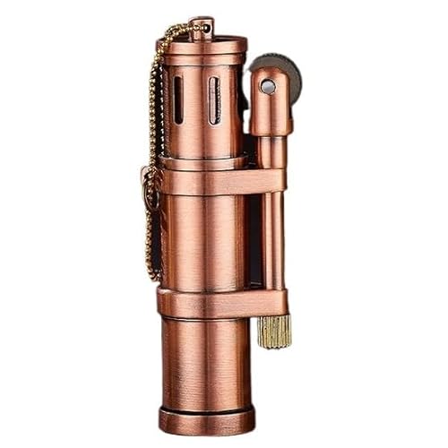 Mechero retro de queroseno , Rueda de moler portátil Encendedor, encendedor estilo mini trinchera ww2, encendedores de llama suave for hombres Encendedor a prueba de viento ( Color : Copper color )