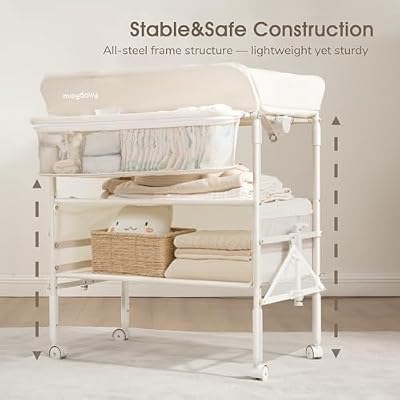Maydolly Baby Changing Table, Maydolly Portable Foldable Changing Table, Waterproof Diaper Changing Station, Adjustable Height Changing Station, Mobile Nursery for Newborn and Infant