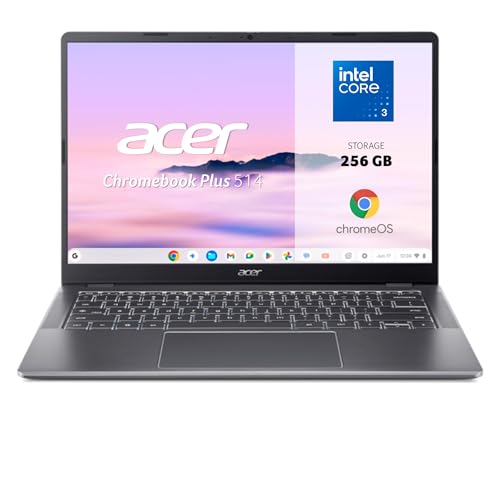 Acer Chromebook Plus 514 CB514-6H, Ordenador Portátil 14" WUXGA (Intel Core 3 N355, 8GB RAM, 256 GB SSD, ChromeOS) Gris, QWERTY + 12 meses de Google AI Pro con Gemini Pro y 5TB de almacenamiento