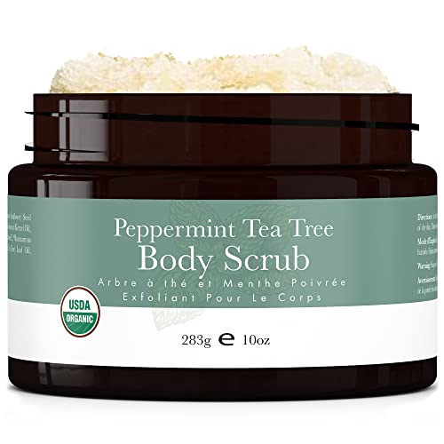 Organic Body Scrub - Peppermint Tea Tree Sugar Scrub For Body Polish, Exfoliating Body Scrub Exfoliator & Foot Scrub, Body Exfoliator, Body Scrubs For Women Exfoliation, Sugar Scrubs For Women & Men #TOP25