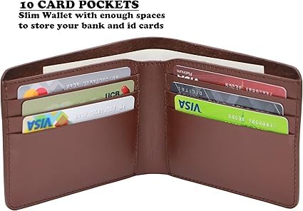 Slim Wallet Genuine Leather bifold wallet | Mens Wallet| Bifold wallet with Holds Up to 10 Card Pocket, Durable Anti-Scratch Leather, Ideal Gift for Father's Day, Birthdays & Special Occasions2