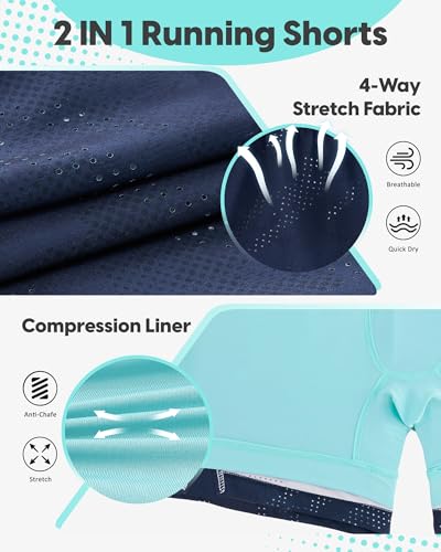 Image of maamgic Mens Running Shorts with Compression Liner 5 inch Quick Dry Workout Shorts Anti-Chafe Gym Shorts 2 in 1 Athletic Shorts
