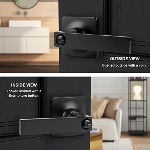 Gobekor 10 Pack Matte Black Privacy Door Levers Bedroom Door Handle With Lock Interior Door Handles Keyless Door Lock Straight Bed/Bath Lever #TOP5