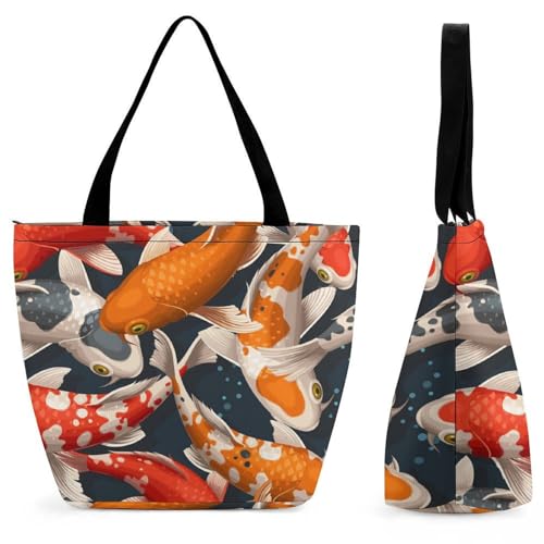 Sac à bandoulière pour femme Carpe Colorée grand format pour voyage et shopping
