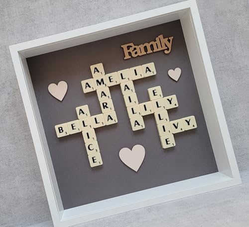 10x10 Frame 6cm Deep | Any Occasion | Picture Frame (H26.5cm x W26.5cm x D6cm) Family Tree | New Home | Word Wall Art | Alphabet Letter Tile | Personalised Handmade Gift
