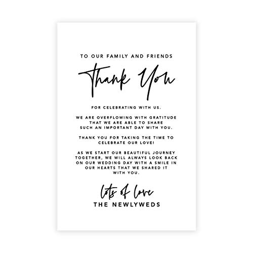 Andaz Press Minimal Line Wedding Thank You Place Setting Cards for Table Reception, Dinner Plates, Wedding Favor Decoration Seating Settings for Guests, Family, Friends, 56-Pack, 4 x 6-Inch